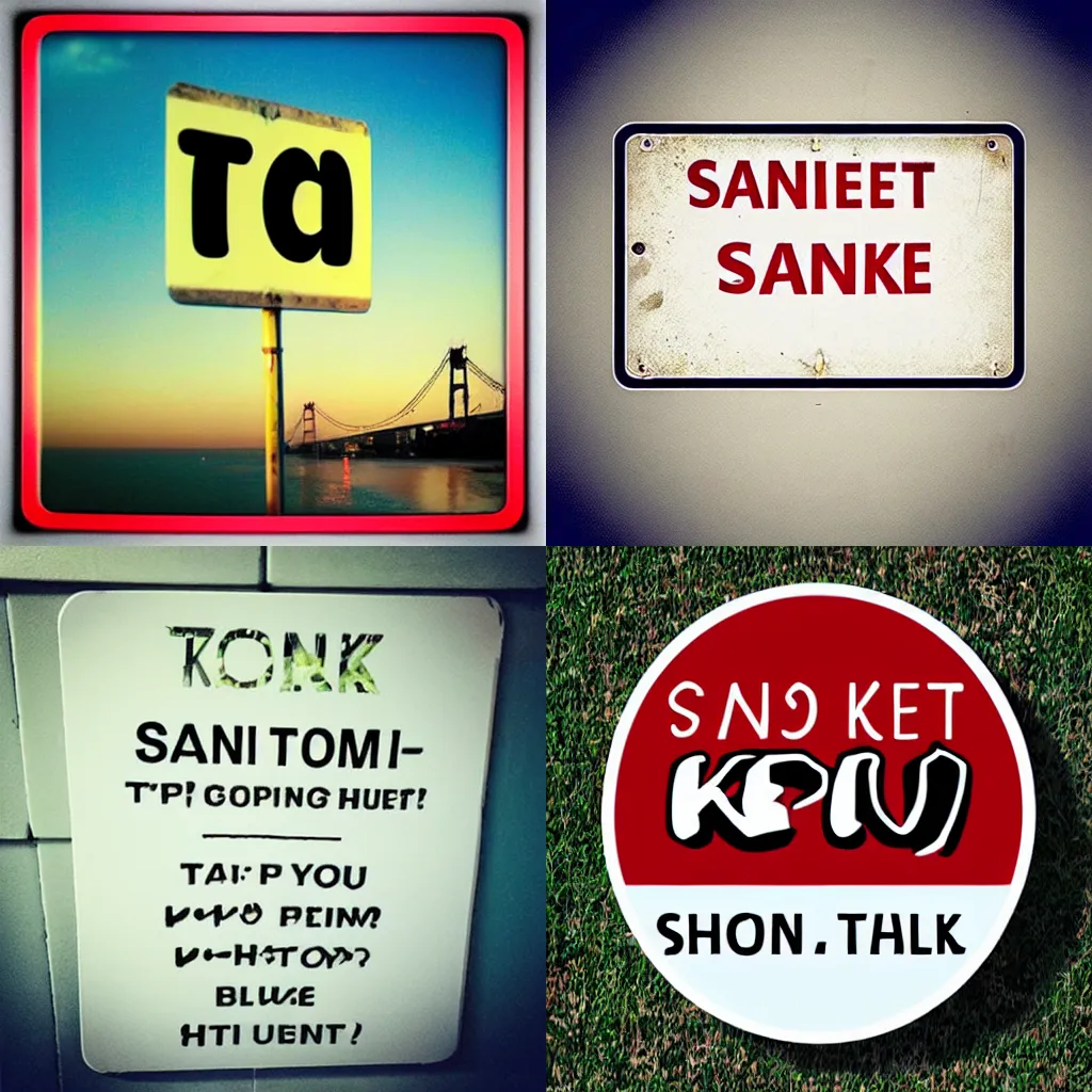 Prompt: sign with text “Sankek”