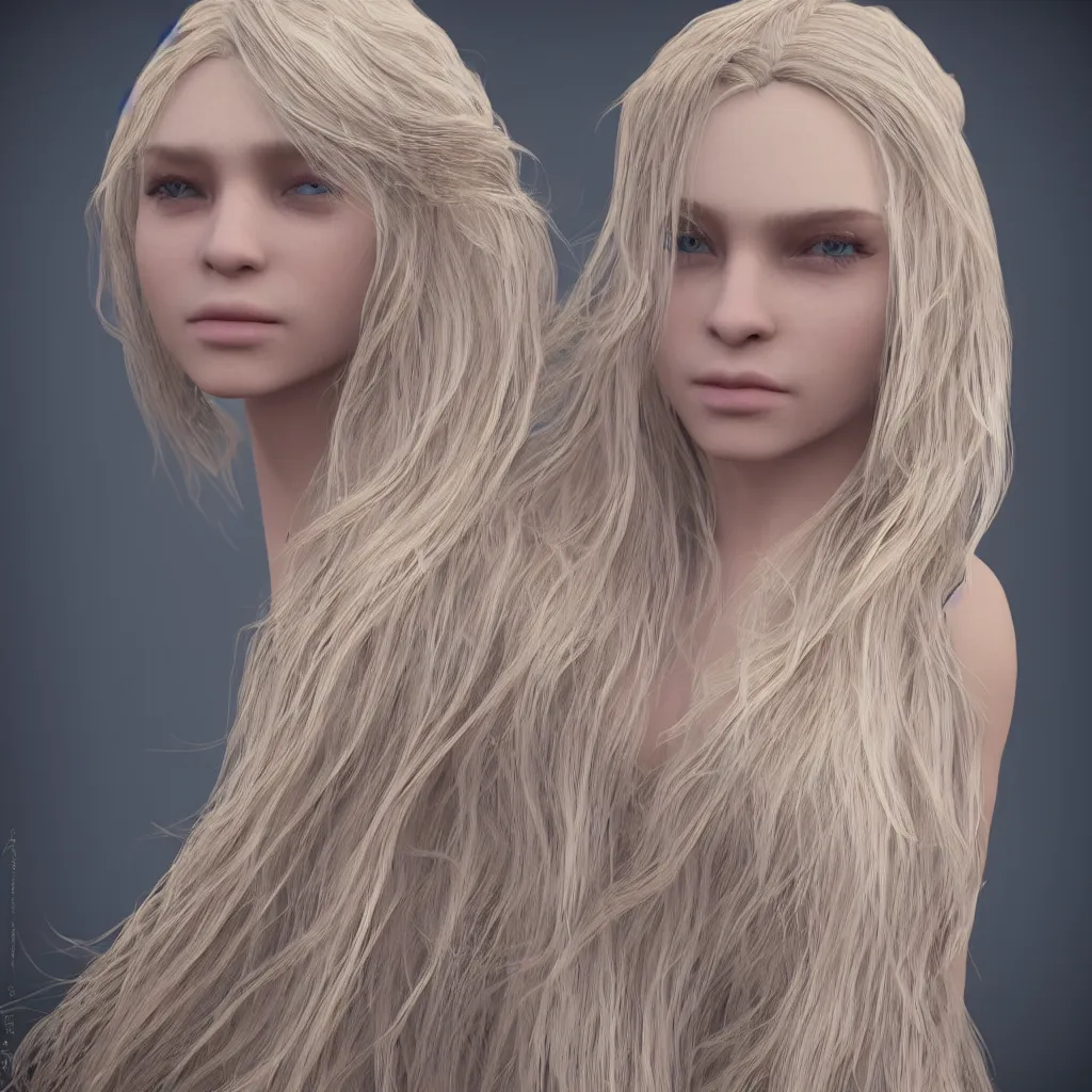 Image similar to girl with long blond hair and wear in ethereal dress, ultra realistic, hyper detailed, 8 k