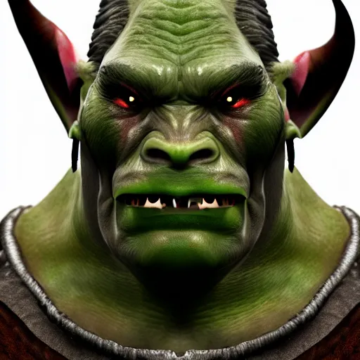 Image similar to a photorealistic portrait shot of a fantasy orc