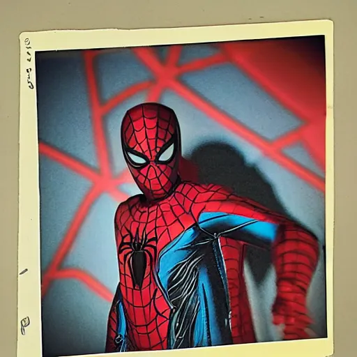 Image similar to a single iron man and spider - man hybrid, dslr, polaroid