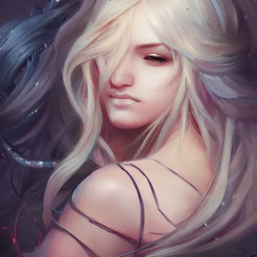 Prompt: a painting of a women with long hair, a detailed painting by ross tran, featured on cgsociety, fantasy art, detailed painting, deviantart, deviantart hd