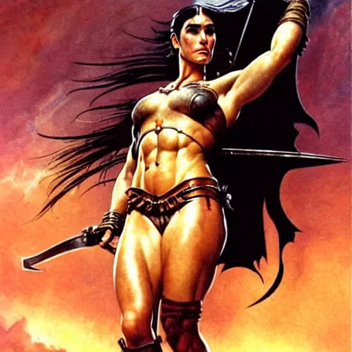Image similar to jennifer connelly as a warrior maiden by frank frazetta