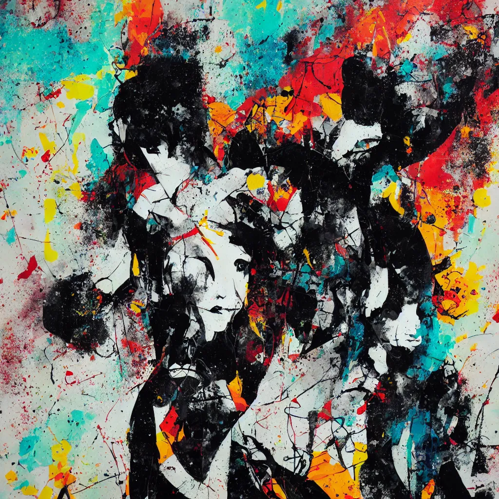 Image similar to girl figure, abstract, jet set radio artwork, ryuta ueda artwork, cryptic, rips, spots, asymmetry, stipple, lines, splotch, color tearing, pitch bending, stripes, dark, ominous, eerie, hearts, minimal, points, technical, old painting, natsumi mukai artwrok, folds