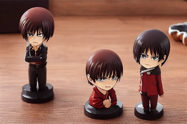 Prompt: eren jaeger and mikasa salt and pepper shakers