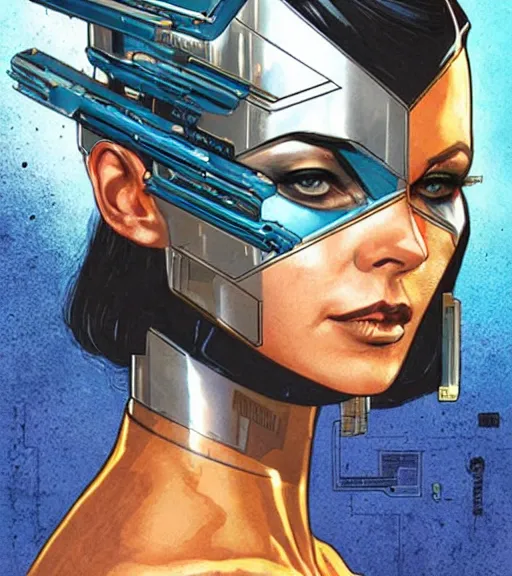 Prompt: posthuman female android, by MARVEL comics and Sandra Chevrier