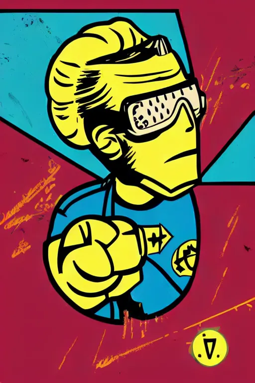 Image similar to fallout 7 6 retro futurist illustration art by butcher billy, sticker, colorful, illustration, highly detailed, simple, smooth and clean vector curves, no jagged lines, vector art, smooth andy warhol style