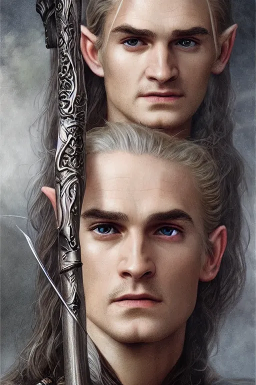 Image similar to Portrait of Legolas from Lord of the Rings, diffuse lighting, fantasy, intricate, elegant, highly detailed, lifelike, photorealistic, digital painting, artstation, illustration, concept art, smooth, sharp focus, art by John Collier and Albert Aublet and Krenz Cushart and Artem Demura and Alphonse Mucha