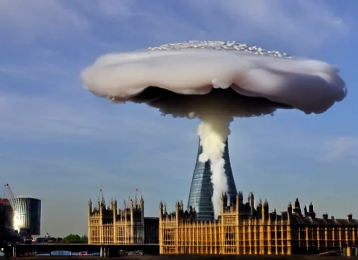 Image similar to nuclear mushroom cloud over london