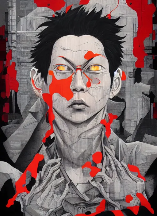 Image similar to symmetry!! portrait of tetsuo from akira, by sachin teng, organic, cables, matte painting, geometric shapes, hard edges! graffiti, street art