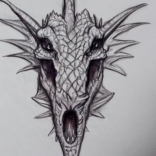 Image similar to dragon portrait sketch and watercolour