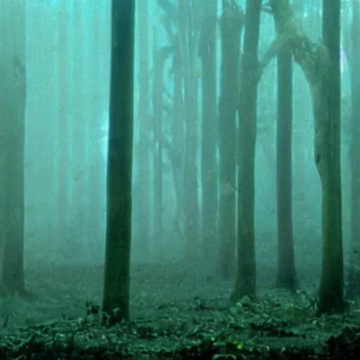 Prompt: a forest. still from blade runner.