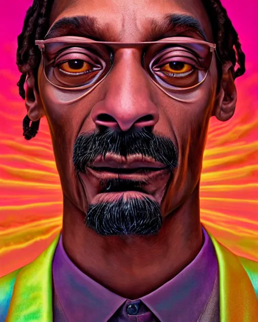 Prompt: portrait ultra dimensional snoop dogg entity, accidentally tripping on dmt and acid, psychedelic experience, overwhelming psychosis of self realization and burning awakening, ultra high definition, unreal engine 5, hyperrealism, masterpiece composition, by casey weldon, barclay shaw 8 k photorealistic