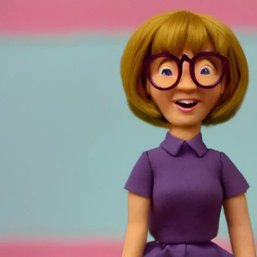 Prompt: claymation velma in the style of coralina