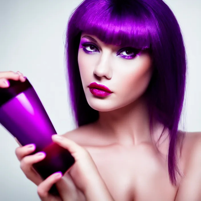 Prompt: photo of a beautiful woman with purple sin, 4 k, hdr, smooth, sharp focus, high resolution, award - winning photo