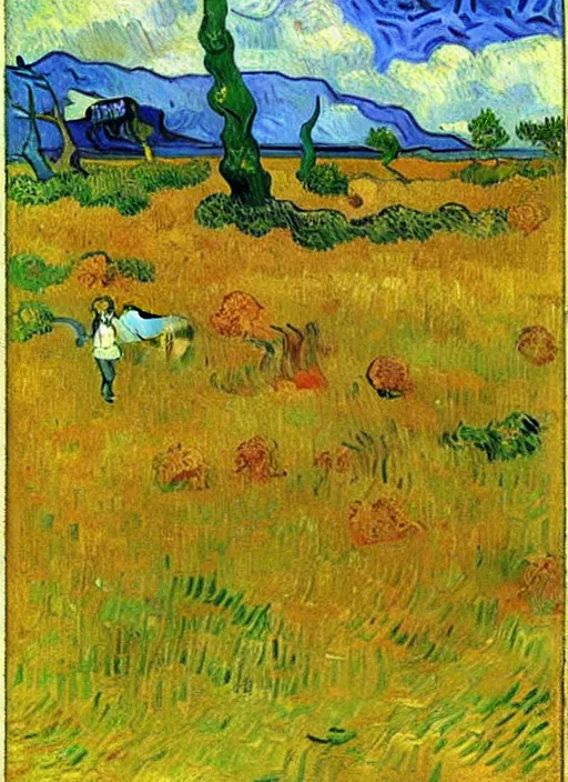 Image similar to good morning, painting by vincent van gogh, paul gauguin