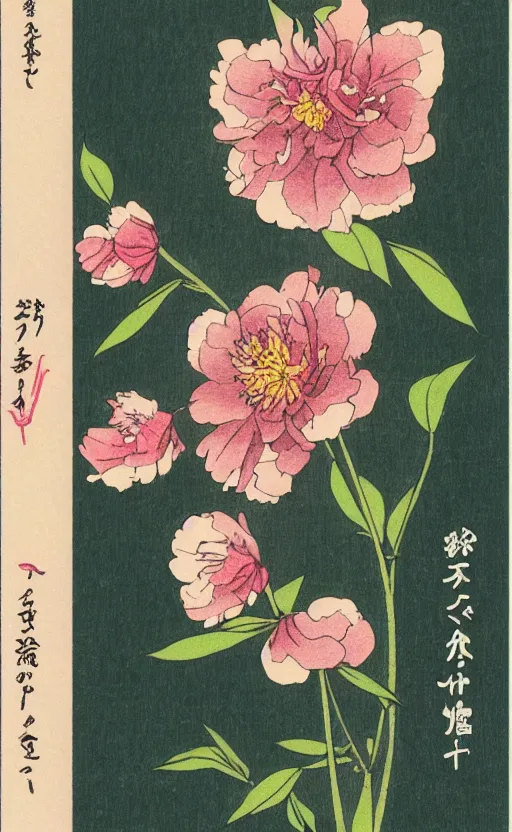 Prompt: by akio watanabe, manga art, portrait of a insect butterlfy, peony flower, trading card front