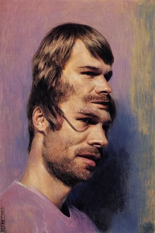 Image similar to portrait of jeffrey dahmer on the teenage in 1 9 7 0 by ilya repin