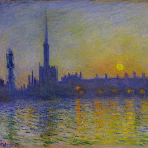 Prompt: christchurch city by claude monet, in the style of impression, sunrise