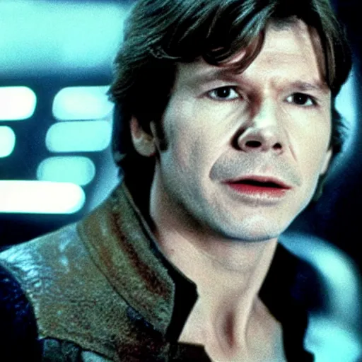 Prompt: film still of Gary Oldman as Han Solo in Star Wars 1977