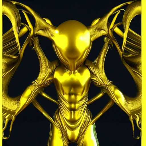 Prompt: “an alien golden statue in gothic style, concept art, dynamic light”