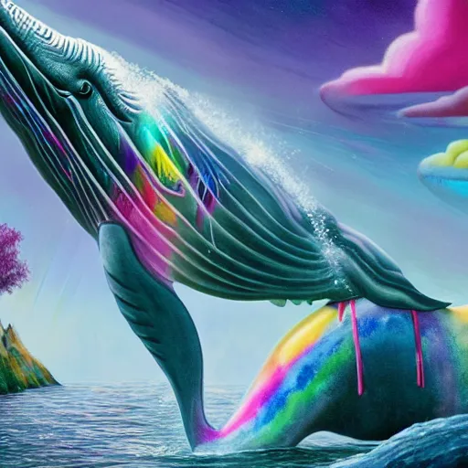Prompt: a ( ( ( ( unicorn ) ) ) ) whale painted by lisa frank, bosch, and giger, 4 k octane render, unreal engine, zbrush, cgsociety, detailed, hyper detailed, very very very!!!!!! detailed!!!!!!!!!!!!!!!!!!!