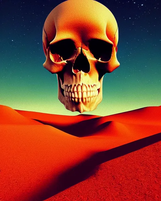 Prompt: epic composition of a dessert skull landscape by stuart lippincott and petergic, 8 k trending on behance