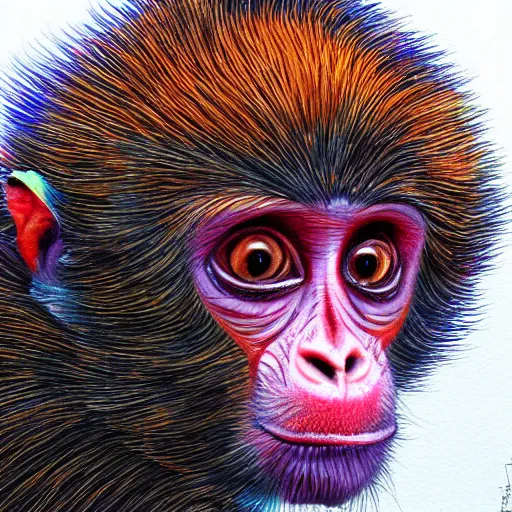 Image similar to Colored pencil art on paper, Inferno Flame Monkey, highly detailed, artstation, MasterPiece, Award-Winning, Caran d'Ache Luminance