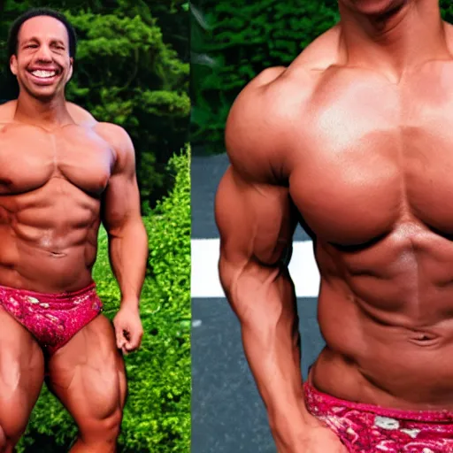 Image similar to Body Builder with EricAndre growing in his stomach, 4K