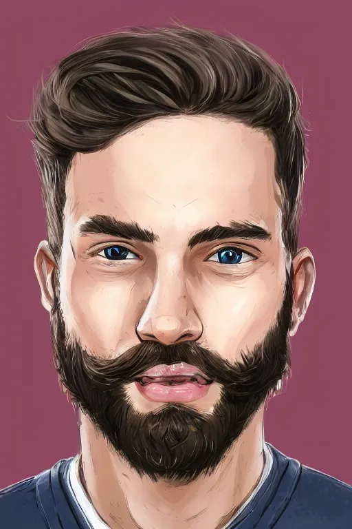 Prompt: very detailed portrait of a very handsome american man in his late twenties, oval shaped face, very short beard, ( ( deep hazel eyes ) ), strong round!!! rosey nose, nice color scheme, by wlop and tyler oulton, detailed eyes, reading a book. starry background, trending, on artstation.