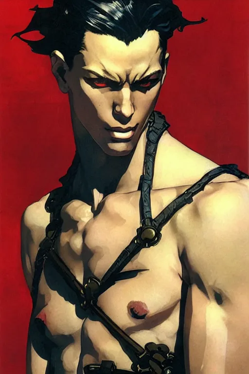 Image similar to attractive man, cuberpunk, painting by j. c. leyendecker, yoji shinkawa, katayama bokuyo