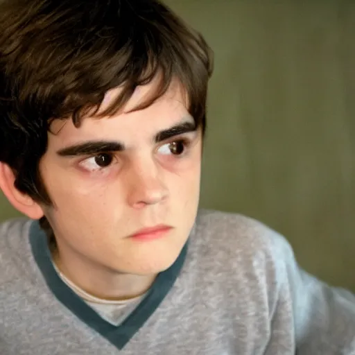 Image similar to walter jr from breaking bad looking very upset about his dad being such a loser, sharp focus, hyper realistic, sony 3 5 mm lens