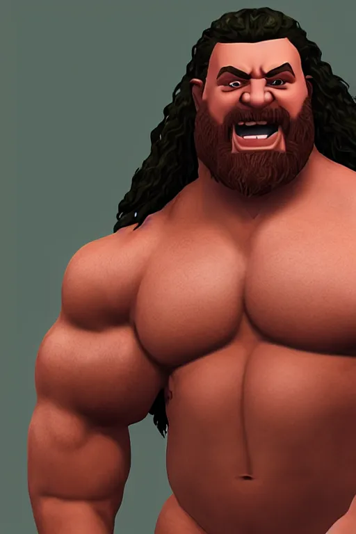 Prompt: portrait of hulking herculean bodybuilder muscular musclebound bodybuilder hagrid, second life avatar, the sims 4