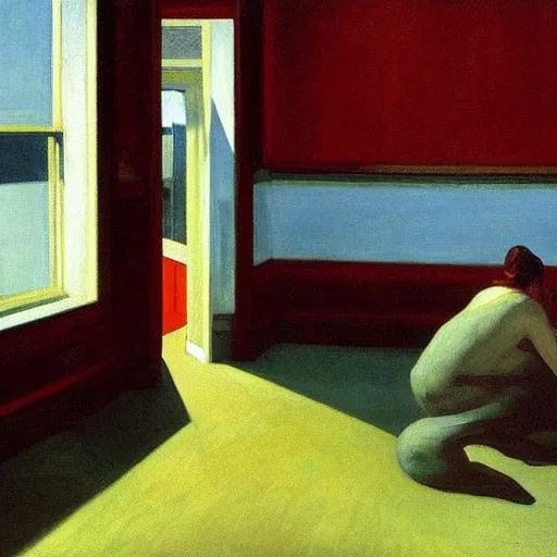 Image similar to painting of a flooded house, by Edward Hopper