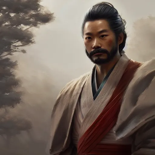 Image similar to master samurai, realistic, 8 k, extremely detailed, cgi, trending on artstation, hyper - realistic render, by greg rutkowski