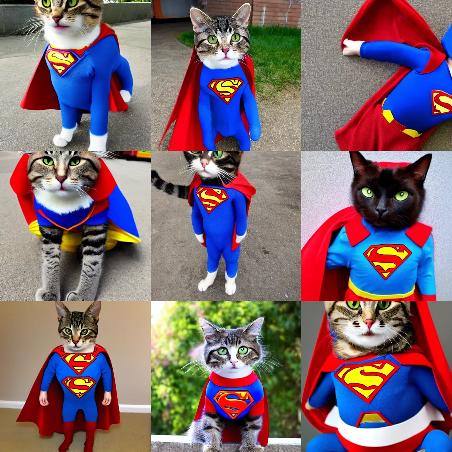 Prompt: cat dressed as superman