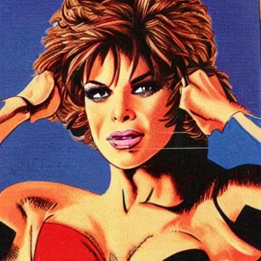 Prompt: a 1 9 8 0 s comic book painting of lisa rinna