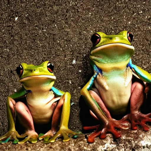 Image similar to two frogs sitting next to each other, national geographic photo