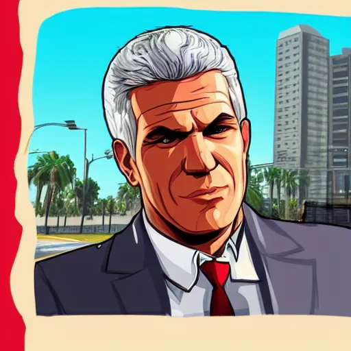 Image similar to Yair Lapid GTA 5 loading screen illustration