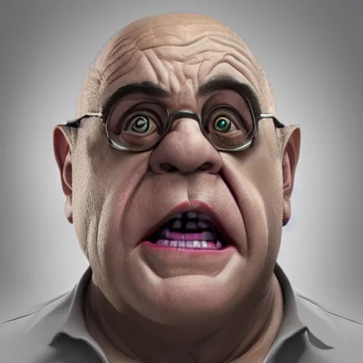 Image similar to hyperrealistic mixed media realistic sculpture of danny devito in ghostbusters, stunning 3 d render inspired art by xiang duan and thomas eakes, perfect facial symmetry, hyper realistic texture, realistic, highly detailed attributes and atmosphere, dim volumetric cinematic lighting, 8 k octane detailed render, post - processing, masterpiece,