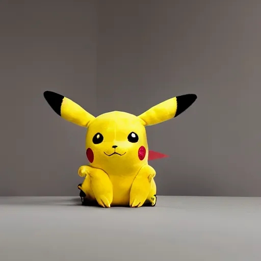 Image similar to pikachu plush toy, advertising photography