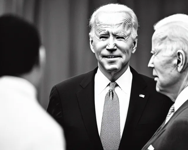 Image similar to president joe biden face to face with president joe biden, nikon 3 5 mm, photograph