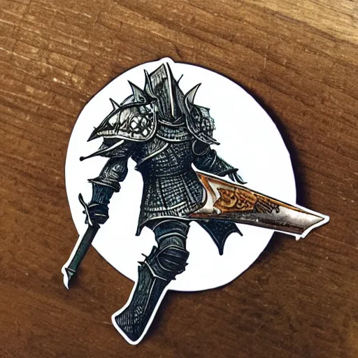 Image similar to a sticker illustration of a dark souls lord