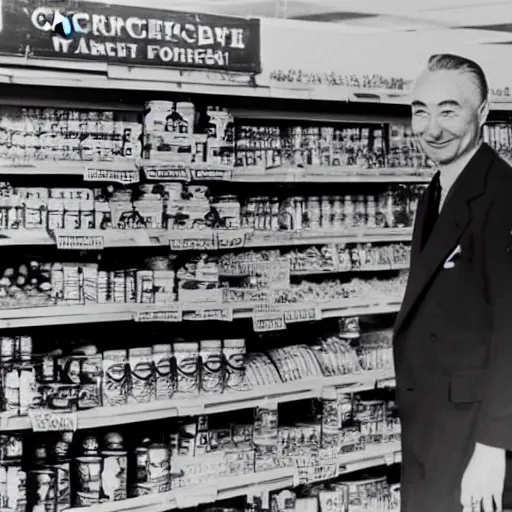 Image similar to photo of robert oppenheimer in the grocery store