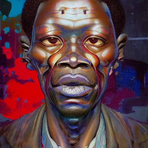 Image similar to 6 0 year old male citizen portrait soft light painted by james jean and katsuhiro otomo and erik jones, inspired by mozambican anime, smooth face feature, intricate oil painting, high detail illustration, sharp high detail, manga and anime 1 9 9 9