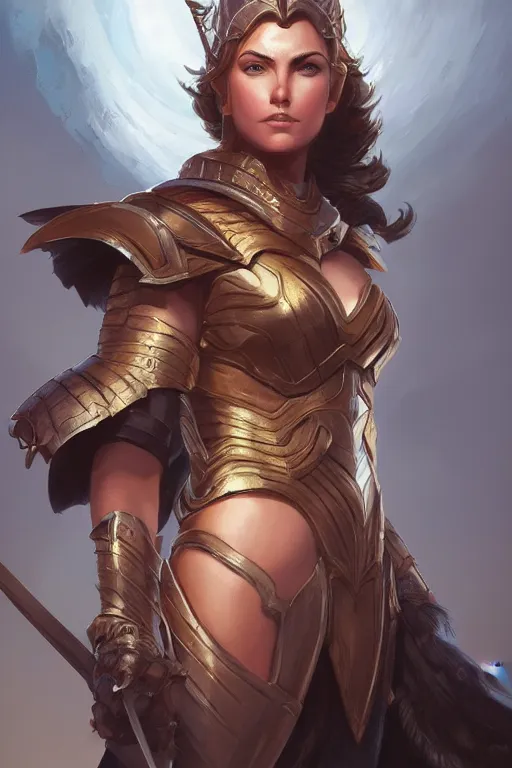 Image similar to amazon valkyrie athena, d & d, fantasy, portrait, highly detailed, headshot, digital painting, trending on artstation, concept art, sharp focus, illustration, art by artgerm and greg rutkowski and magali villeneuve