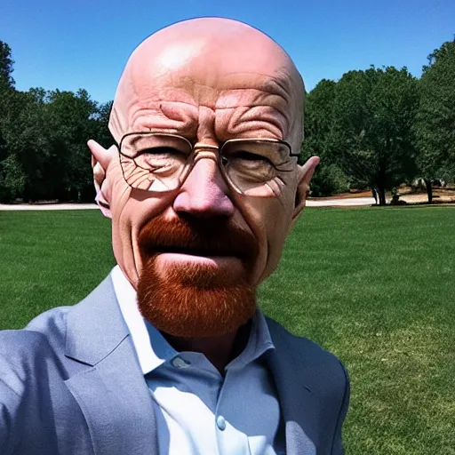 Image similar to walter white and biden in the park, selfie