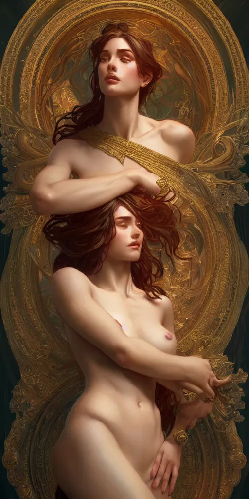 Prompt: Aphrodite, intricate, highly detailed, digital painting, artstation, concept art, smooth, sharp focus, illustration, Unreal Engine 5, 8K, art by artgerm and greg rutkowski and alphonse mucha