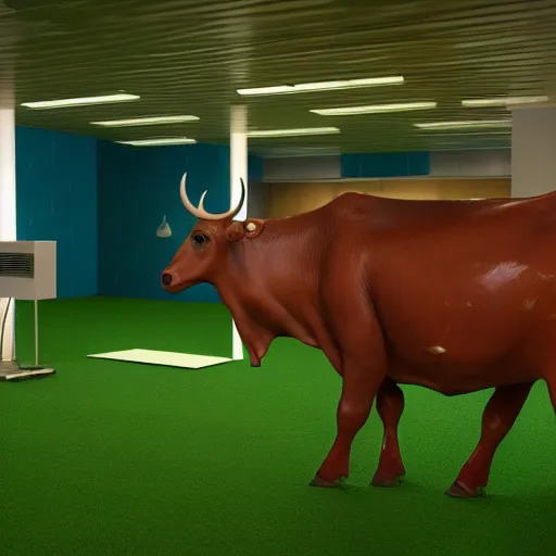 Image similar to a 3d render of mark zuckerburg half human half cow getting his udders milked, in the style of beeple,