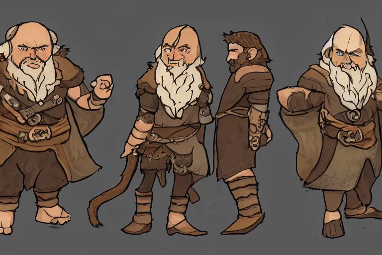 Prompt: DnD character art of a gruff dwarf adventurer mentor at a camp