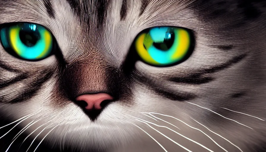 Image similar to liquid gold cat, light reflection, realistic, blue eyes, hyperdetailed, artstation, cgsociety, 8 k